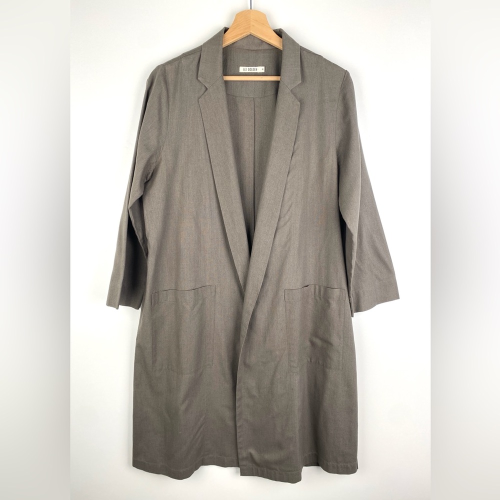 Ali Golden Raw Silk Notch-Collar Trench